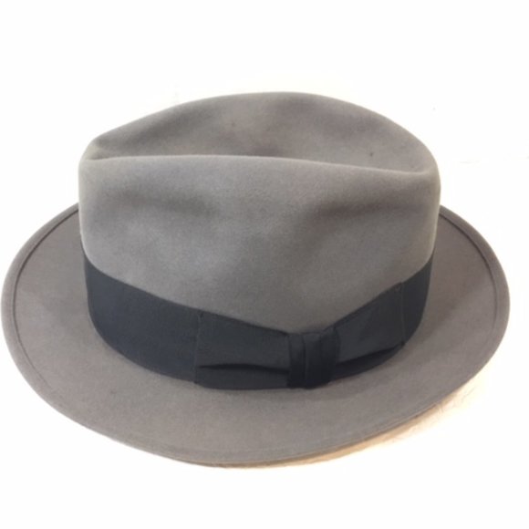 Vintage ROYAL STETSON Sovereign Gray Felt Ribbon Fedora Hat Long Oval 7 1/4 - Picture 5 of 14